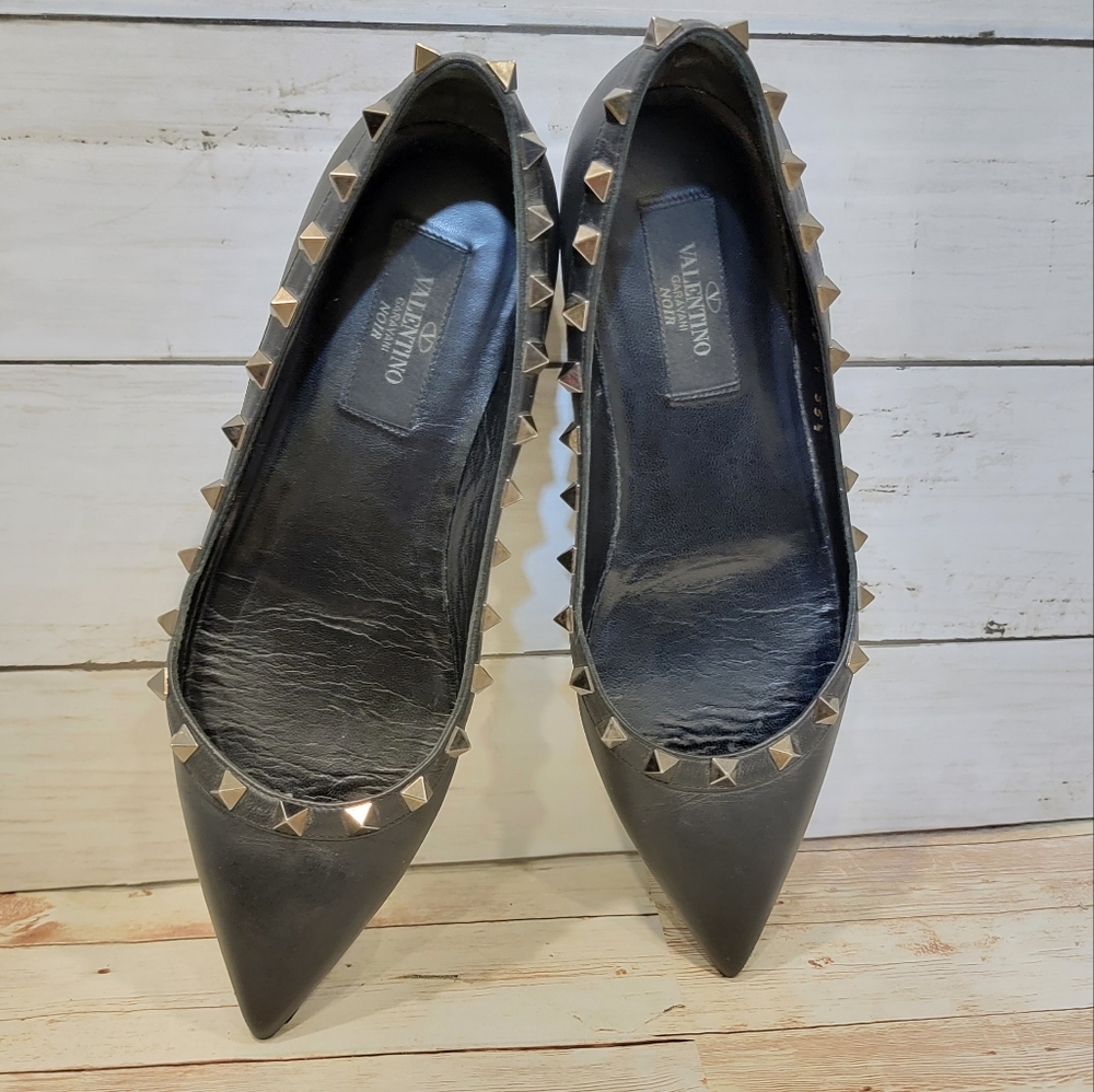 Valentino Nior black leather rockstud flats - Picture 2 of 14